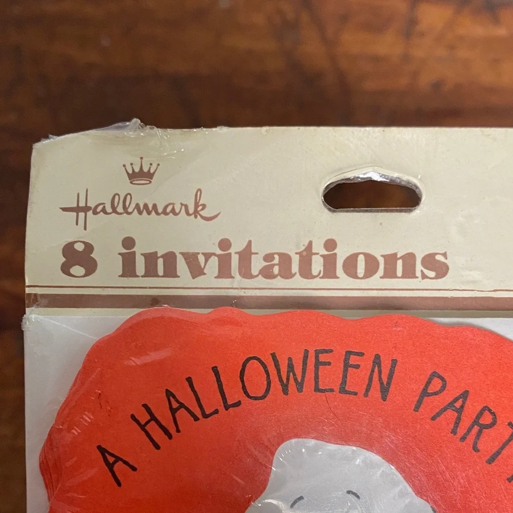 2 Packs of Vintage Hallmark Halloween Party Invitations - Orange and Black